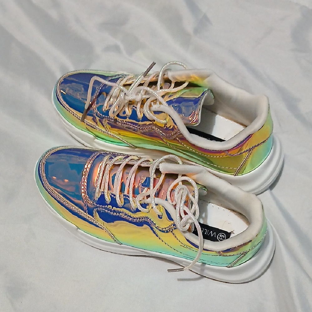 WILD DIVA Lounge Iridescent Sneakers with White Accents
